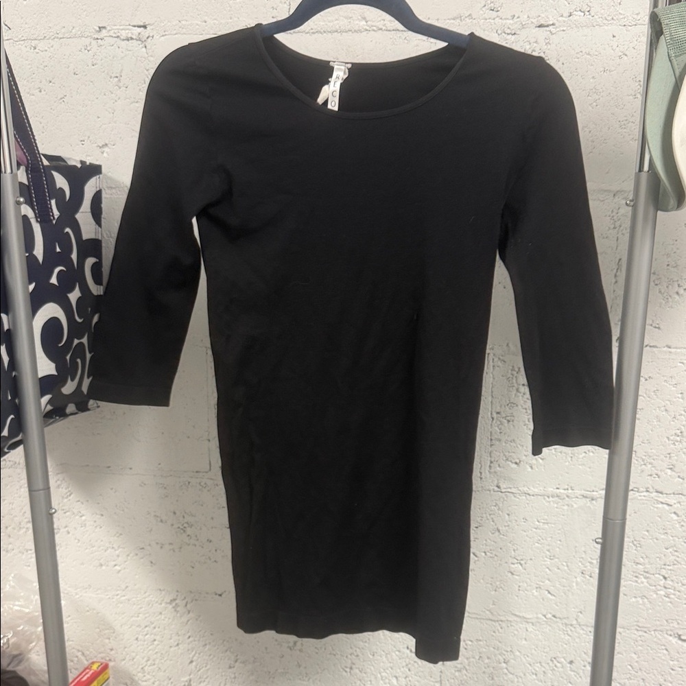 Black 3/4 Sleeve Dress Stretch Soft Material One Size - RECOVER Dress